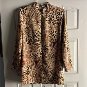 Vintage BFA Cheetah Print Cardigan/ Duster with Shoulder Pads Women's Size 6